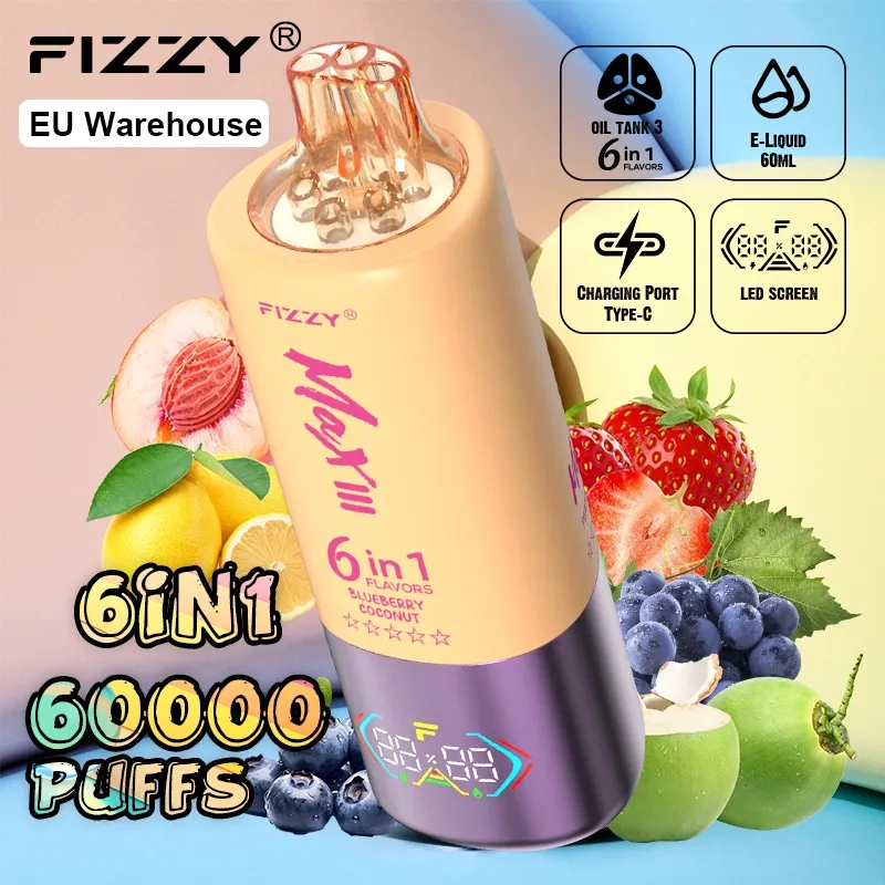 Fizzy 60000 Puffs Puff 60k 6 in 1 Flavors kertakäyttöinen vape