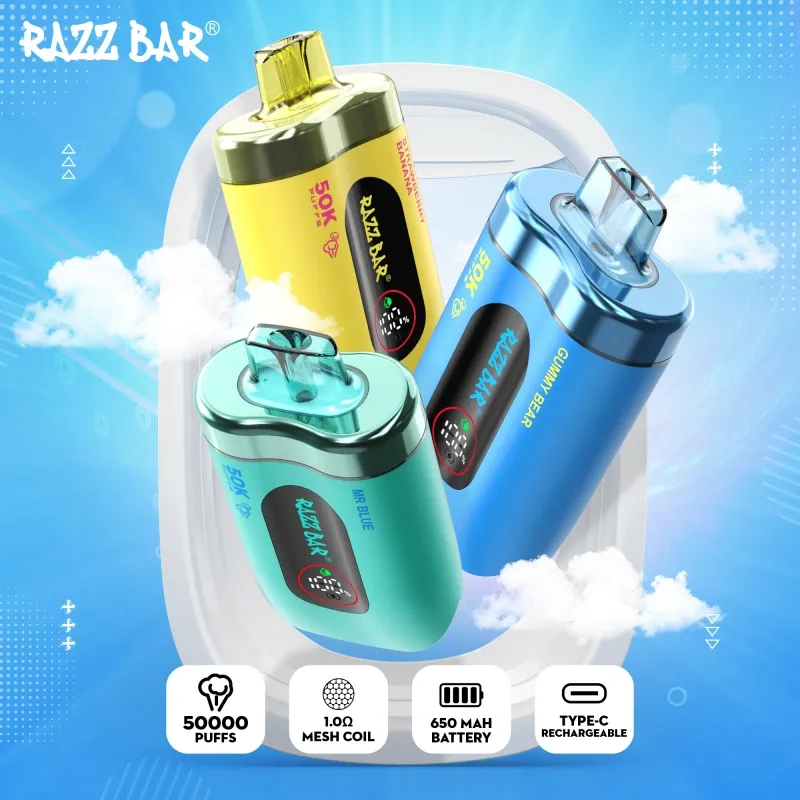 Razz Bar 50000 Puffs Smart Screen kertakäyttöinen vape